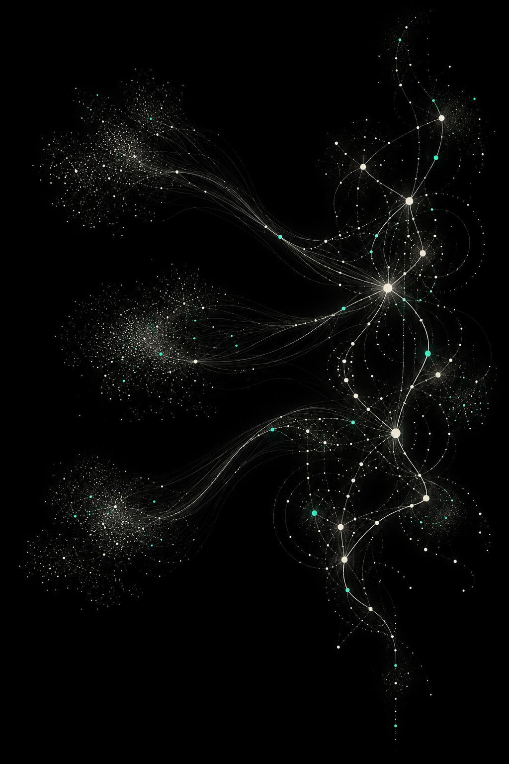 Visual abstracto de señales de aprendizaje que forman un mapa vivo.