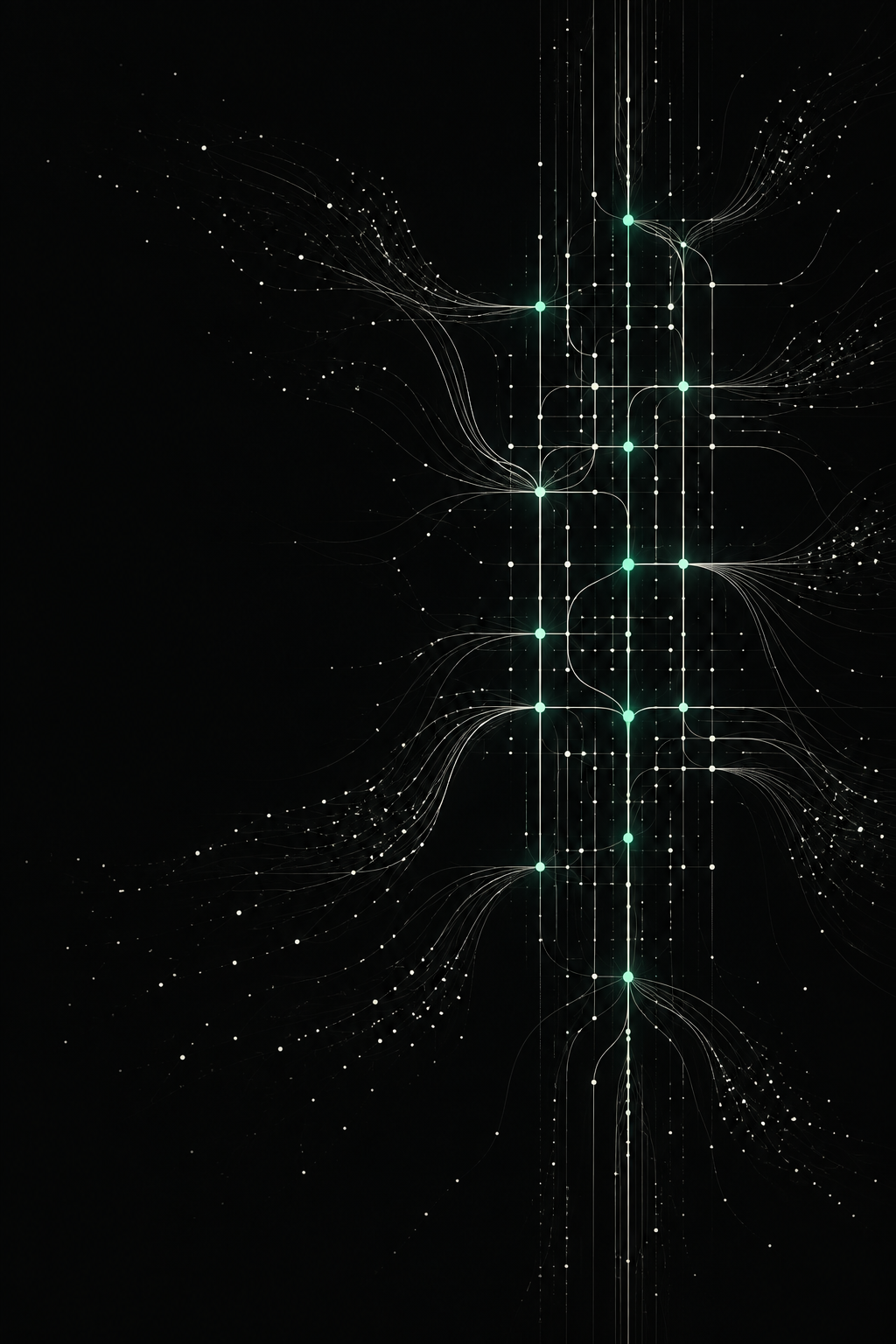 Visual abstracto de señales energéticas que se convierten en un sistema de dispatch usable.
